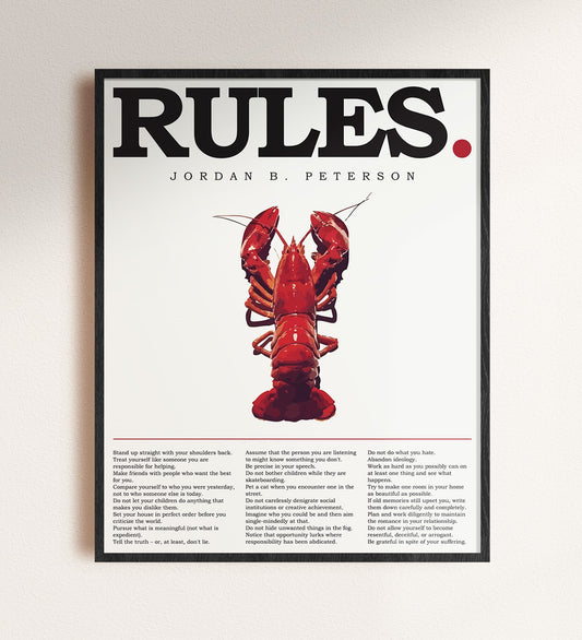 jordan peterson's rules wall art, framed
